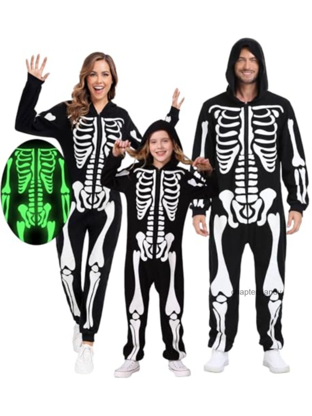 Glow in the Dark Skeleton Onesie Adult Halloween Costume Pajamas